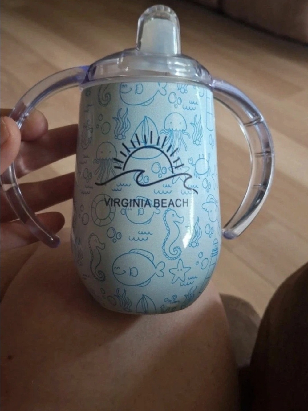 Blue Ocean-Print Insulated Sippy Cup